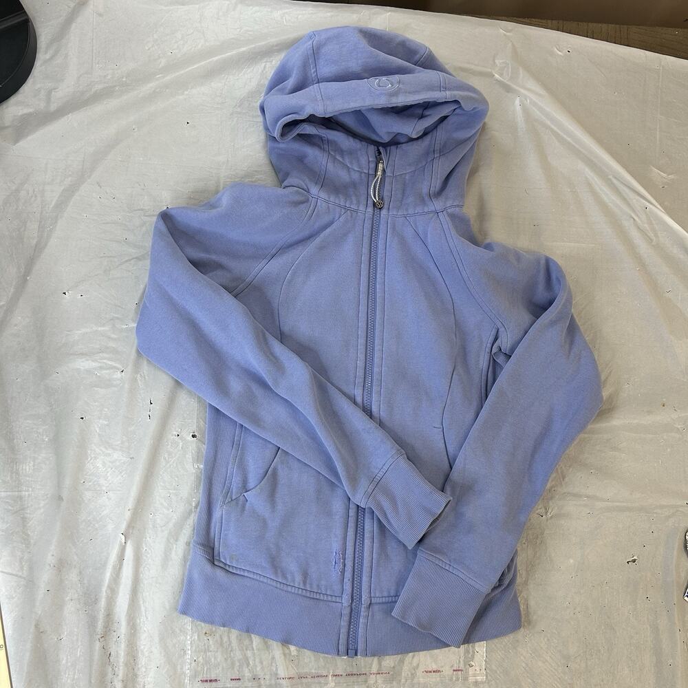 Lululemon Scuba Full Zip Hoodie Light Blue Heathered Fleece Jacket Womens Size 4